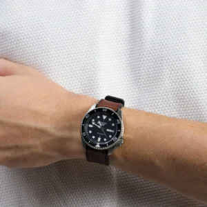 Pulseira Couro Borracha Coffee Brown