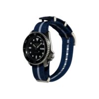 Pulseira de Nylon NATO Heavy Duty - 24mm, Navy Blue 1 White Stripe